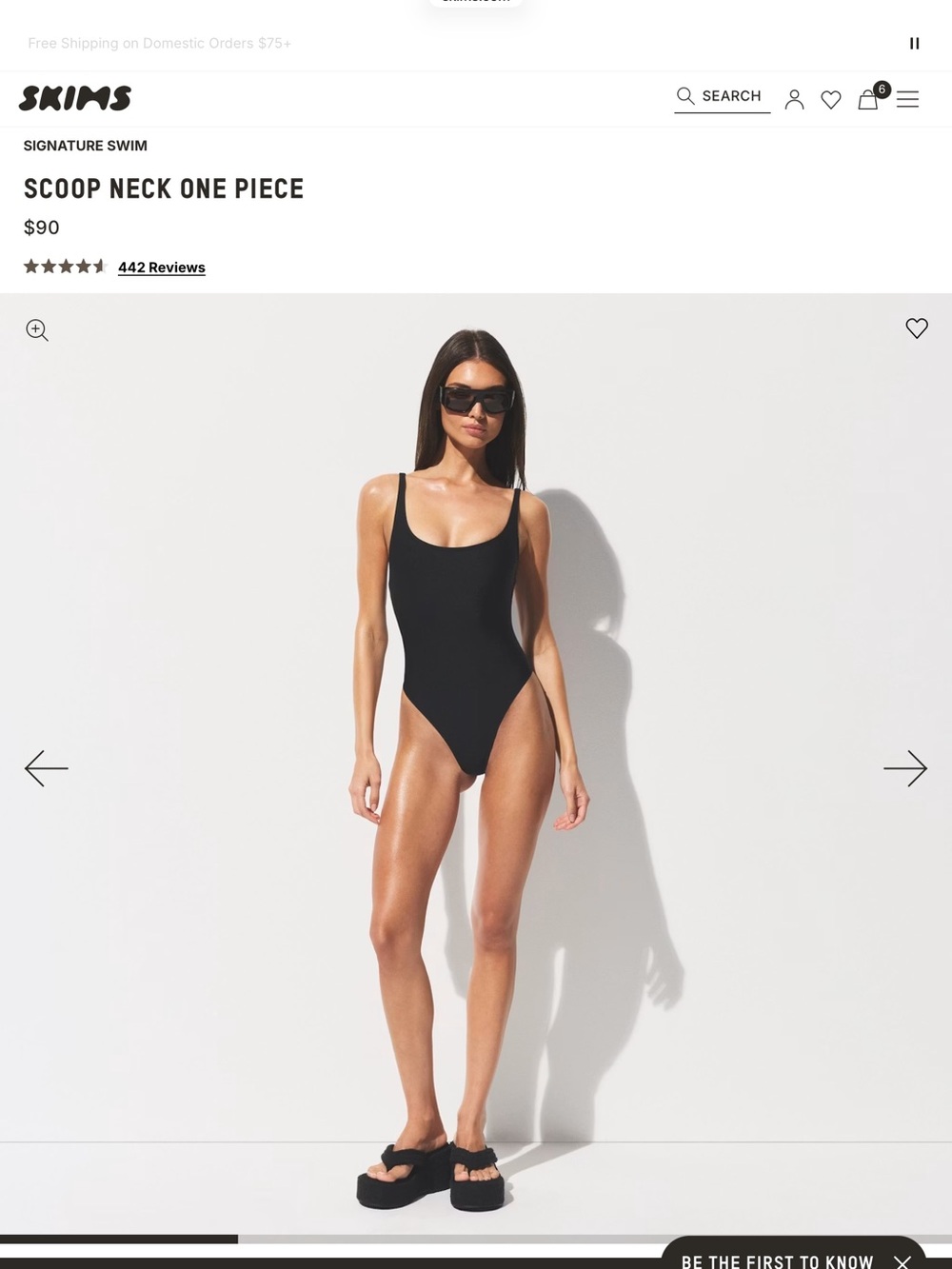 SKIMS Signature Swim Scoop Neck One-Piece in Onyx (Black) size 4X NWT